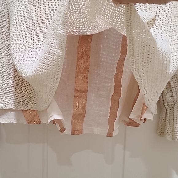 Zara Blouse With Striped Lining and Tassels Size XL - Picture 4 of 7